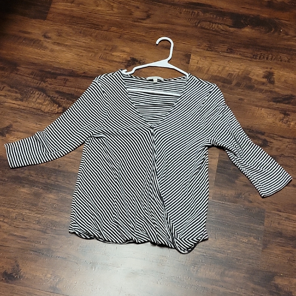 Black and White Striped Women's Top